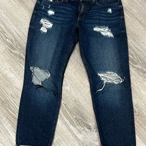 Sneak Peek Women's Dark Blue Distressed Ankle Jeans